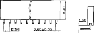 2.54mm uz PCB 40pin ligzda leņķisks