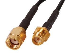 SMA štekers revers(RP-SMA male)/SMA ligzda revers(RP-SMA female), 50Ω, RG58, vads, 2m