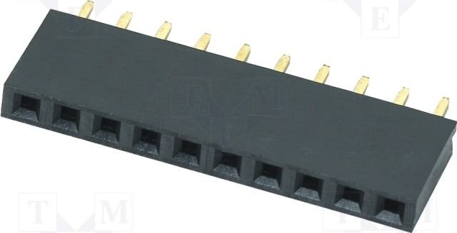 2.54mm uz PCB 10pin ligzda, H=8.5mm