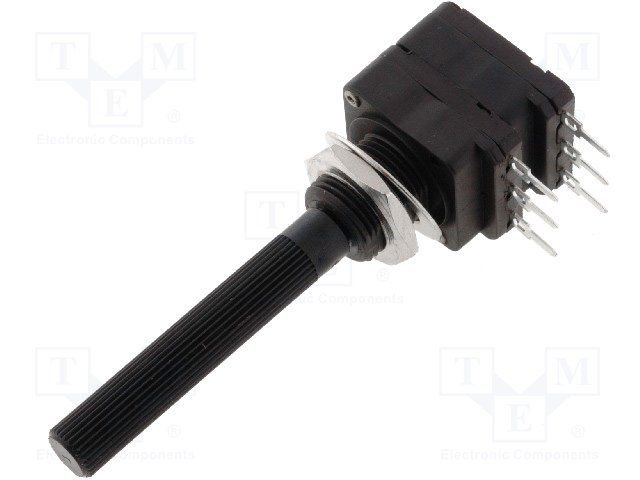 1M stereo, 16x16mm, D=6mm, L=40mm, 200mW, potenciometrs ar lineare atkarību