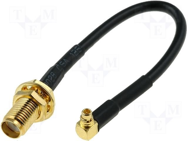MMCX štekers leņķisks/SMA ligzda, vads, 0.1m