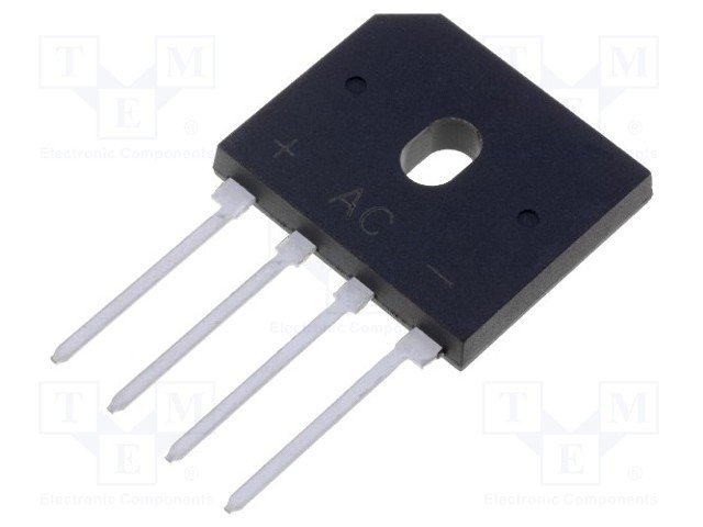 GBU4J diožu tilts, 600V, 4A, 21.5x18.2x3.4mm, plakans, vertikāls