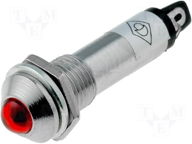 Gaismas diožu lampiņa 24V, 10x30mm d=8.2mm sarkana krasa