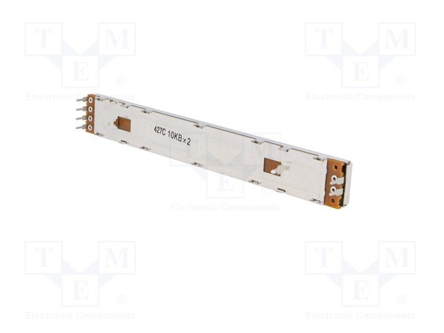 10k stereo slīdbinžu potenciometrs, lineāre atkarība, STEREO, metalisks, 500mW, 128x16x8mm, ALPS