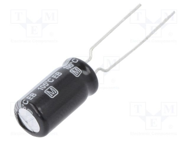 100/63V, 105C, Ø8x16mm, ±20%, Kondensatori zemas induktivitātes, 8000h, PANASONIC, ar lokaniem izvadiem