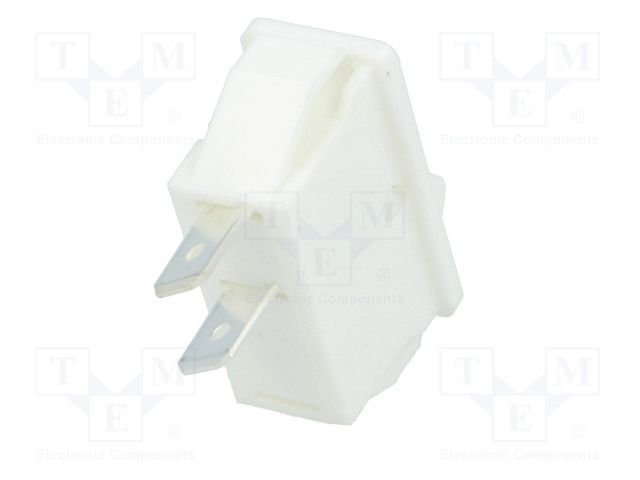 Taustiņslēdzis SPST, ON-OFF, 16A/250VAC, 14x32mm, bēz apgaismošanai, balts korpus, ar fiksāciju, BULGIN