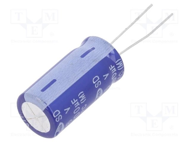 4700/16V, 85C, Ø12.5x25mm, ±20%, Kondensators elektrolītisks, 2000h, SAMWHA, ar lokaniem izvadiem