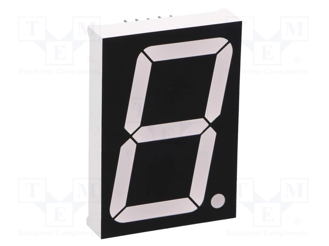 7LED indikators, vienkartējs, 38.1mm, 44x30.6x8mm, 90mcd, kopējs anods, sarkana krasa