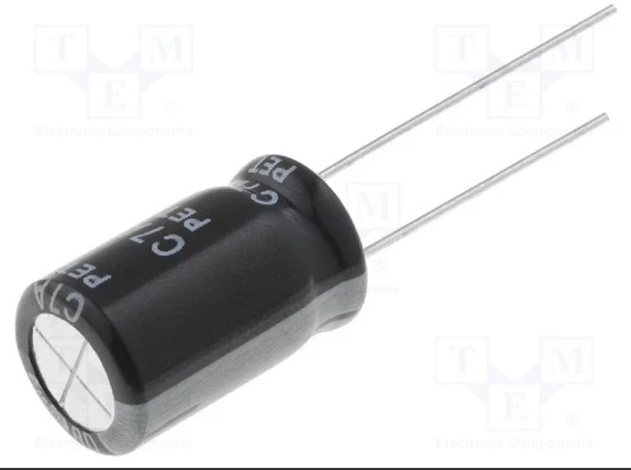 10/35V 105C, Ø5x7mm, ±20%, Kondensators elektrolītisks, 1000h, PANASONIC, ar lokanien izvadiem