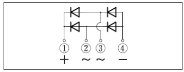 D10XB60H diožu tilts, 600V, 10A, 25x15x4.6mm, plakans, vertikāls, SHINDENGEN
