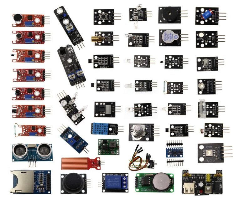 Arduino dažādu sensoru komplekts, 45 elementi, plastmasas kastē