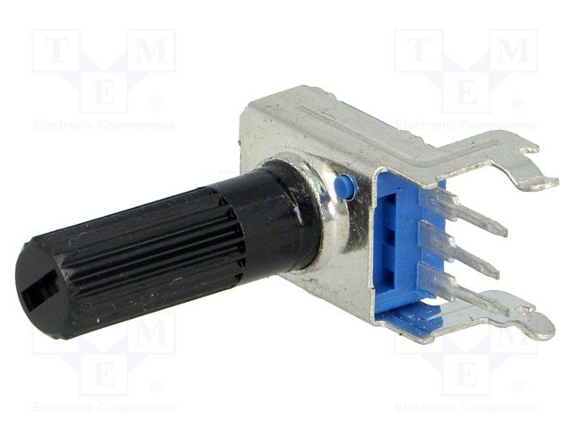 50K mono, 10x15.5x6.8mm, 125mW, 300°, 6mm, solis=2.54mm, potenciometrs ar lineāru atkarību, PCB veida, horizontālais
