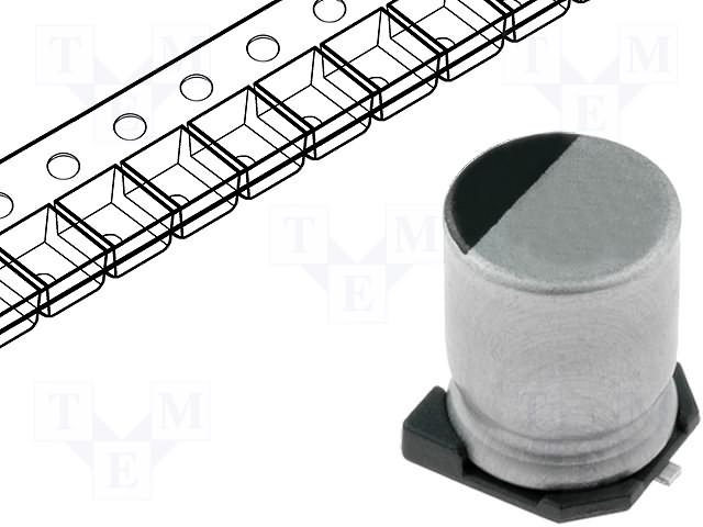 220/16V SMD 105C, Ø6.3x7.7mm, ±20%, elektrolitiskais kondensators, SAMWHA