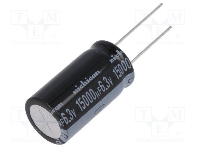 15000/6.3V 105C, Ø16x31.5mm, ±20%, Kondensators elektrolītisks,1000h, NICHICON, ar lokaniem izvadiem