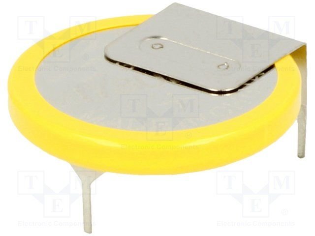 CR2032 litija baterija, horizontala ar kajām, 3.0V, Ø20x3.2mm, 210mAh, trīs lodēšanas punkti, 3.31gr