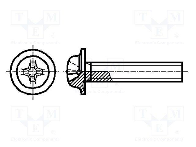 Skrūve M3*4mm, Phillips, PH2, tērauds, sfērisko galviņa, cinkots