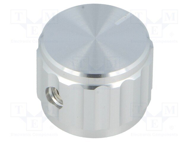 Potenciometru rokturitis Ø20x15mm, alumīnija, sudraba krasa, Ø6.4mm, ar skruvi