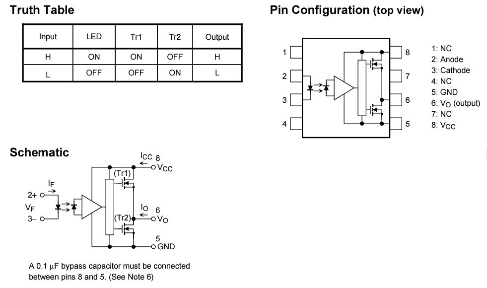 TLP350 Optrons, Optocoupler, THT, Out: IGBT driver, 3.75kV, ±2.5A, VCC = 15 to 30V, DIP8