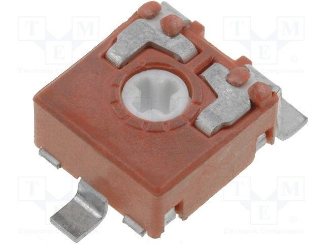10K SMD pieskaņošais horizontalais rezistors, ±20%, 100VDC, 100mW, 6.5x6.5x3.6mm