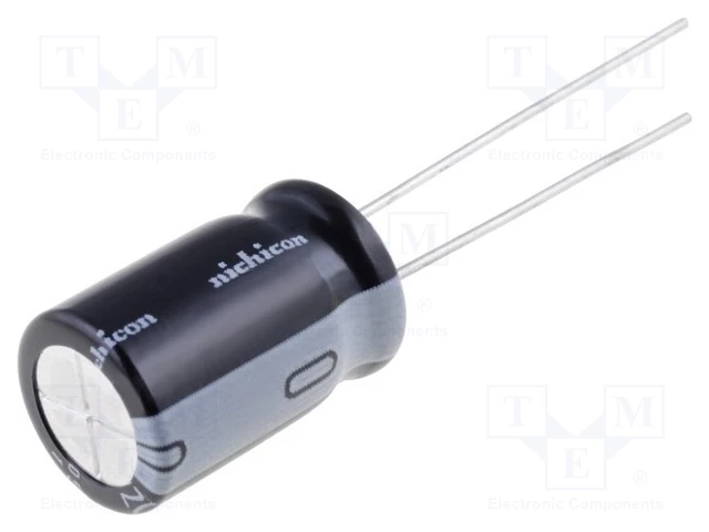 47/50V, 105C, Ø6.3x11mm, ±20%, Kondensators elektrolītisks, 1000h, NICHICON, ar lokaniem izvadiem