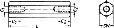 Distancers L=8mm, M3 iekšeja vitne- M3 iekšeja vitne, misiņš