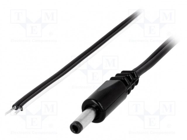 4.0x1.7mm, L=9.5mm, taisns štekers, 48V/3A, 0.5mm2, ar vadu 1.5m