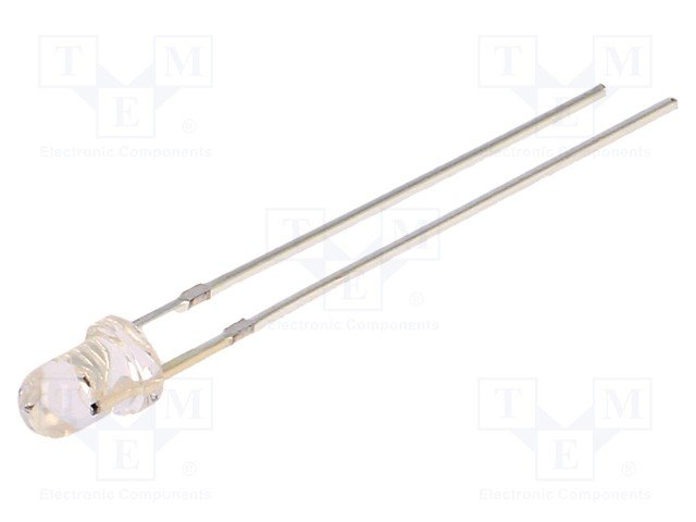3mm, sarkana, 12V, 1120...1560mcd, 30°, 12V/10...15mA, 620...630nm, gaismas diode