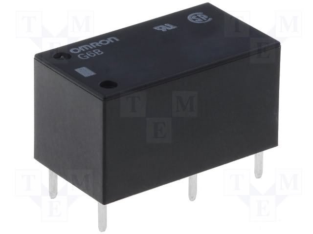 Relejs DC12V, DPST-NO, 2x5A/250VAC, 2x5A/30VDC, 480R(25mA), divi kontakti uz saslēgšanu, 20x10x10mm, OMRON