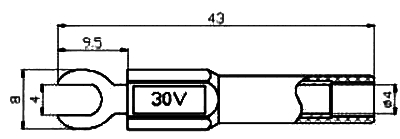 Dakša kontakts 4mm, 60VDC, 36A, 4mm ligzda, sarkana krasa
