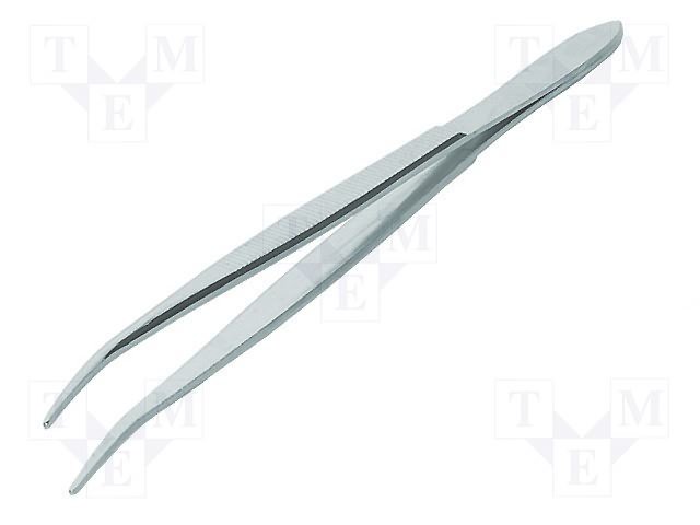 Pincete L=120mm, tērauds, galu platums 1mm, leņķisks