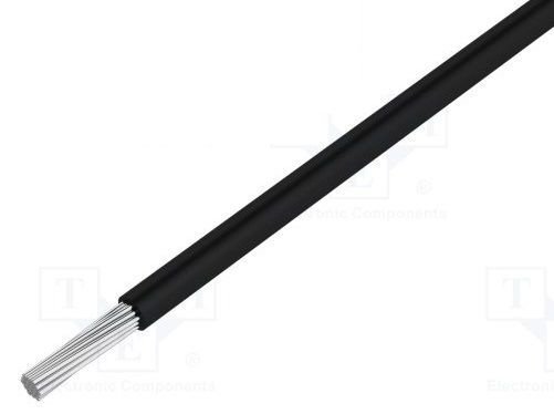 Montāžu vads, silikonu, daudzdzislas, 0.25mm2, 500V, -60...180°C, lokanības klase 5, CU, alvots, melna krasa