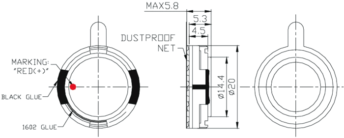 Dinamiks mylar, Ø20mmx5.8mm, 8R, 1.5W, 83dB, 100...20000Hz