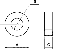 Ferīta gredzens, materials ferromagnetic A5, 25MHz/40R, 100MHz/68R, 20x12mm, H=10mm