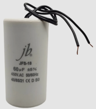 60.0/450V+cable elektromotoru kondensators, ±5%, Ø50x106mm, M8, 3000h