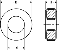 Ferita gredzens, materials 3E25, Ve=9860mm3, Ae=95.8mm2, AI=6425nH, 42.1x25.9mm, H=13mm