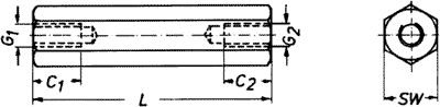 Distancers L=20mm, M4 iekšeja vitne- M4 iekšeja vitne, misiņš