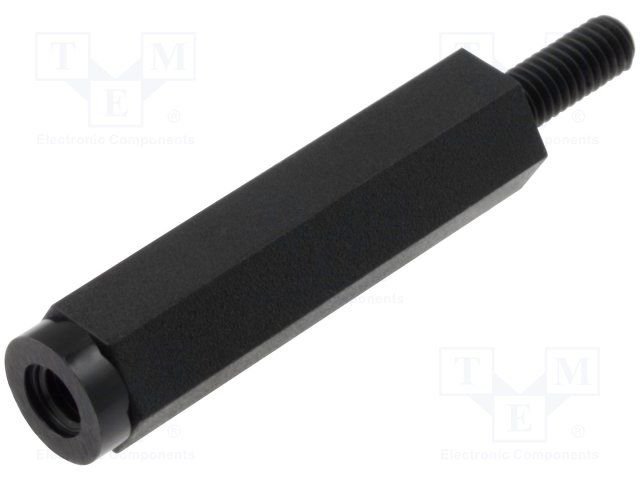 Distancers plastmasas L=30mm, M5 iekšeja vitne- M5 areja vitne, mēlnā krasa