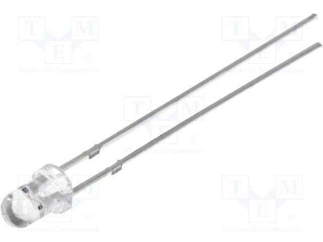 3mm, oranža, 1120...1560mcd, 30°, 1.8...2.6V/20mA, 600-610nm, caurspidīgs, bipolars, gaismas diode