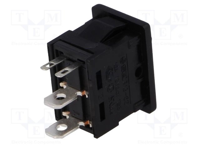 Taustiņslēdzis SPST, OFF-(ON), 16A/12VDC, 15x21mm, LED12V(sark.), melna krasa, bez fiksacijas