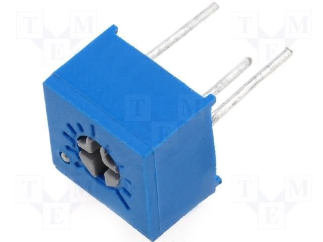 1K pieskaņošais horizontalais metalokeramisks rezistors, 7x7x5mm, 250mW