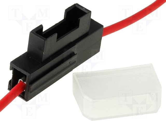 Drošinātāju turētājs, AUTO(19mm, 1.5mm2, 12A) ar vadiem sarkana krasa, ar vāku