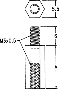 Distancers plastmasas L=45mm, M3 iekšeja vitne- M3 areja vitne
