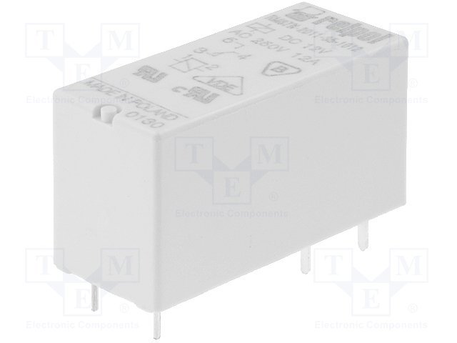 Relejs DC12V, SPDT, 12A/250VAC, 12A/24VDC, 360R(33mA), IP67, viens kontakts uz pārslēgšanu, 28.5x12.7x15.7mm, RELPOL