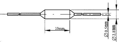 TZ-D-100/3, 100°C, 3A, termodrošinātājs, ø2.8x10mm