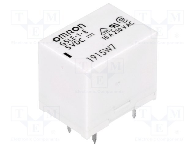Relejs DC5V, SPDT, 16A/250VAC, 10A/35VDC, 62.5Ω(80mA), viens kontakts uz pārslēgšanu, 22.5x16.5x19mm, OMRON