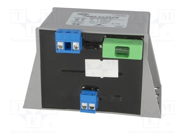 Transformators 220V=>24V, 2710mA, 63VA, 70x61.2x77.5mm, klemes