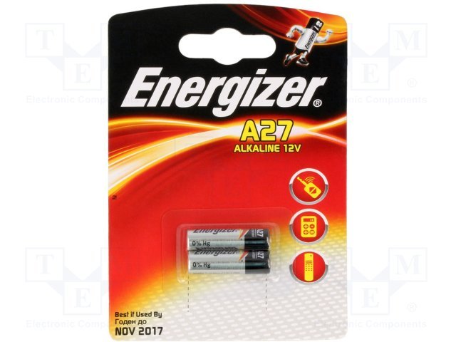 27A(8LR50,A 27, MN27)  alkaline baterija, 1gab., Ø8x28mm, ENERGIZER, 12.0V, 6gr.
