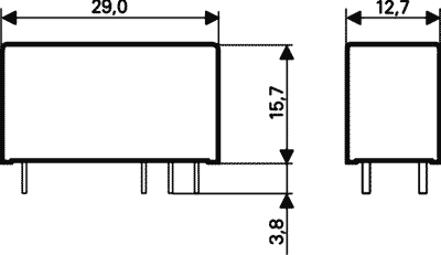Relejs DC18V, SPDT, 16A/250VAC, 16A/24VDC, 770R(33mA), viens kontakts uz pārslēgšanu, AgNi, 29x12.7x15.7mm, TE Connectivity