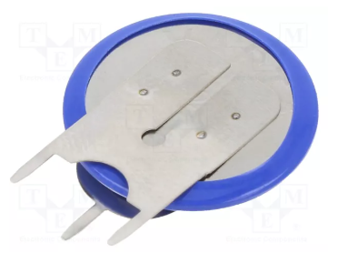 CR2016SC litija baterija, vertikala ar kajām, 3.0V, Ø20x1.6mm, 90mAh, 2.01gr.