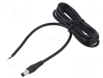5.5*2.1mm, L=10mm, taisns štekers, 60V/3A, 0.5mm2, plakans vads, 1.5m